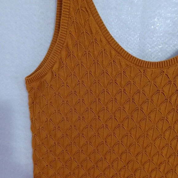 Treasure & Bond Women's M Pointelle Cotton Knit Tank Dress Cover Up Mustard NEW - Picture 2 of 7